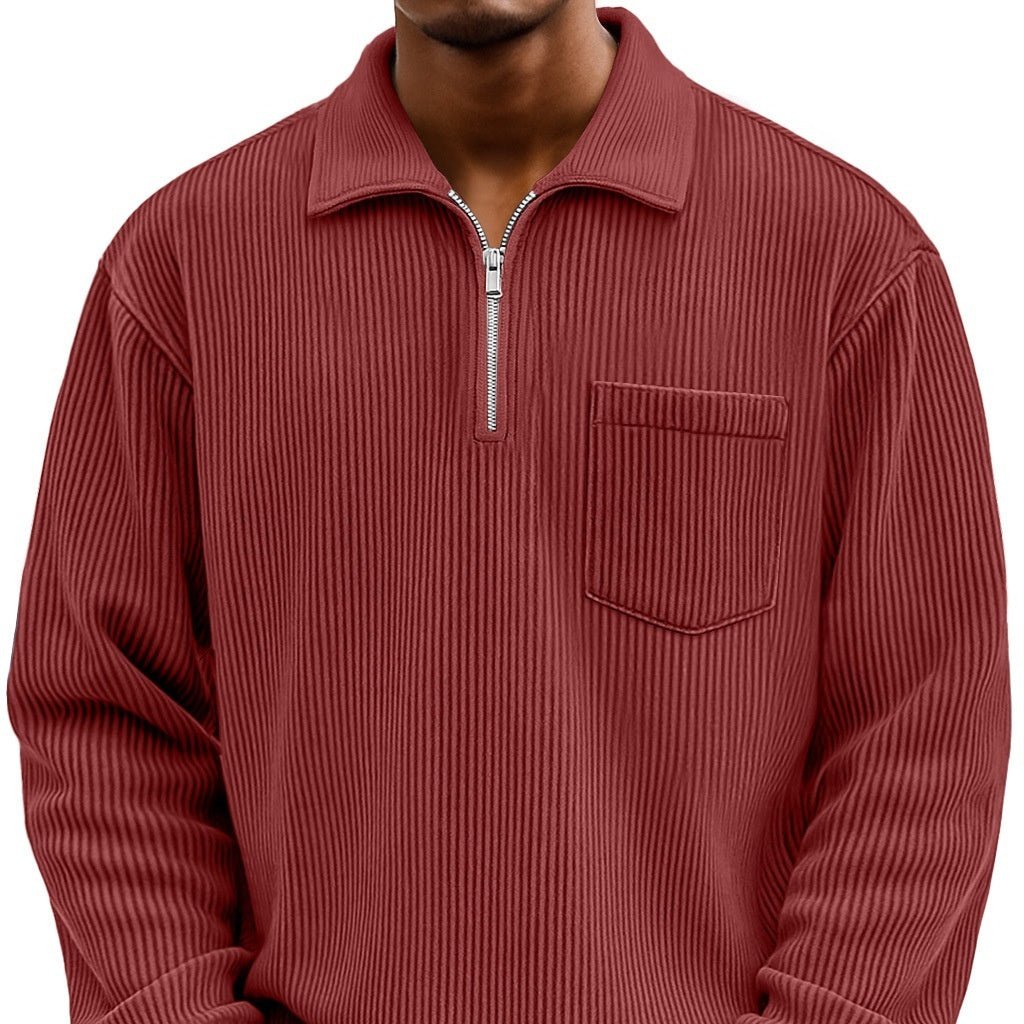 Men's Solid - color Henley Zip - up Casual Long - sleeve Hoodie - Babazayed