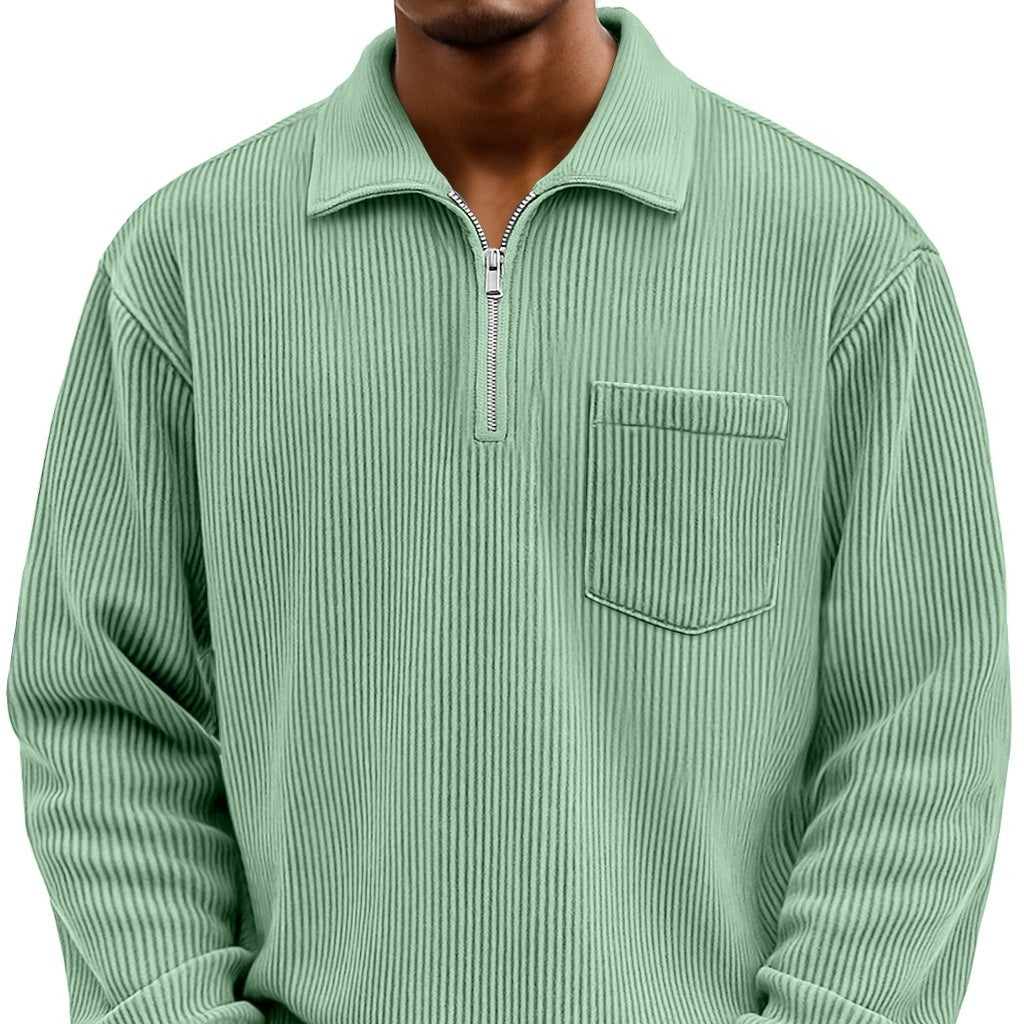 Men's Solid - color Henley Zip - up Casual Long - sleeve Hoodie - Babazayed