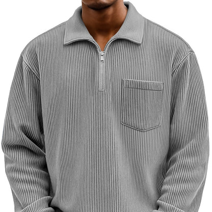 Men's Solid - color Henley Zip - up Casual Long - sleeve Hoodie - Babazayed