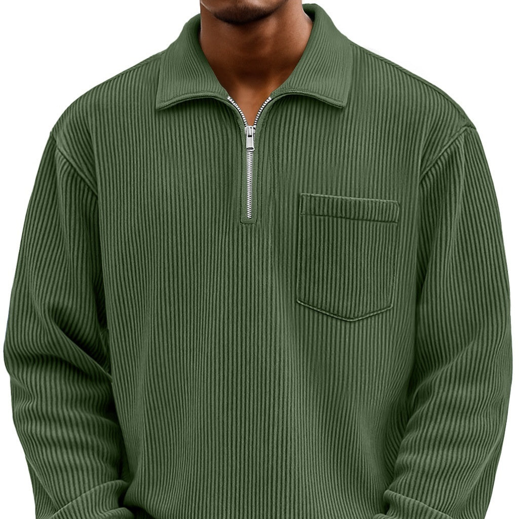 Men's Solid - color Henley Zip - up Casual Long - sleeve Hoodie - Babazayed