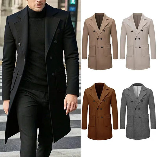 Men's Woolen Coat Woolen Coat Casual Trench Coat - Babazayed