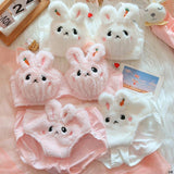 Moon Rabbit Girl Plush Bra Panties Set - Babazayed