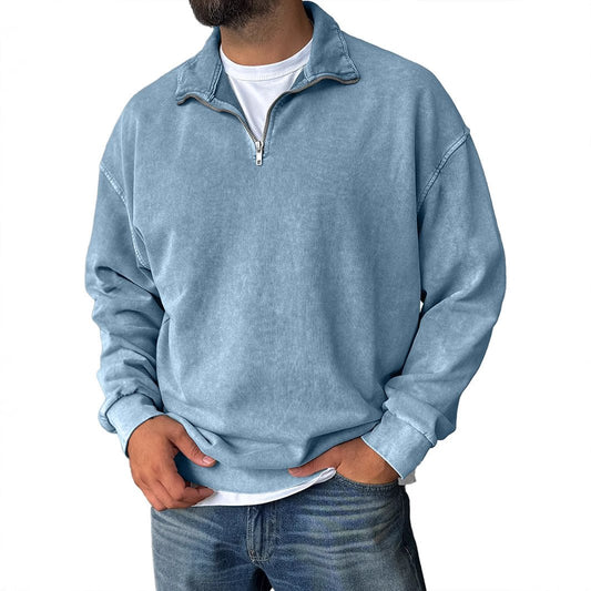 New Stand Collar Loose Drop Shoulder Men's Sweatshirt - Babazayed