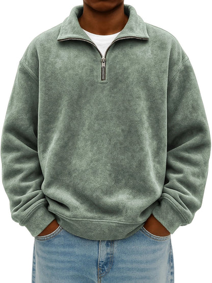 New Stand Collar Loose Drop Shoulder Men's Sweatshirt - Babazayed