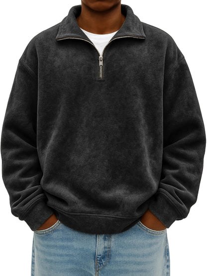 New Stand Collar Loose Drop Shoulder Men's Sweatshirt - Babazayed