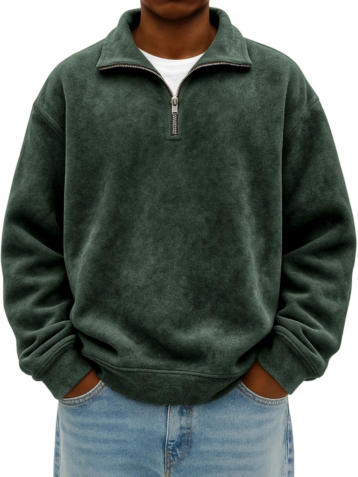 New Stand Collar Loose Drop Shoulder Men's Sweatshirt - Babazayed