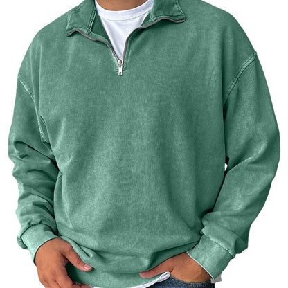 New Stand Collar Loose Drop Shoulder Men's Sweatshirt - Babazayed
