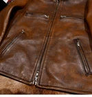 Full Grain Vegetable Tanned Washed Aged Cowhide Men's J100 Leather Biker Jacket