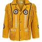 Men Native American Western Cowboy Suede Leather Jacket Fringe Bones Beaded Coat