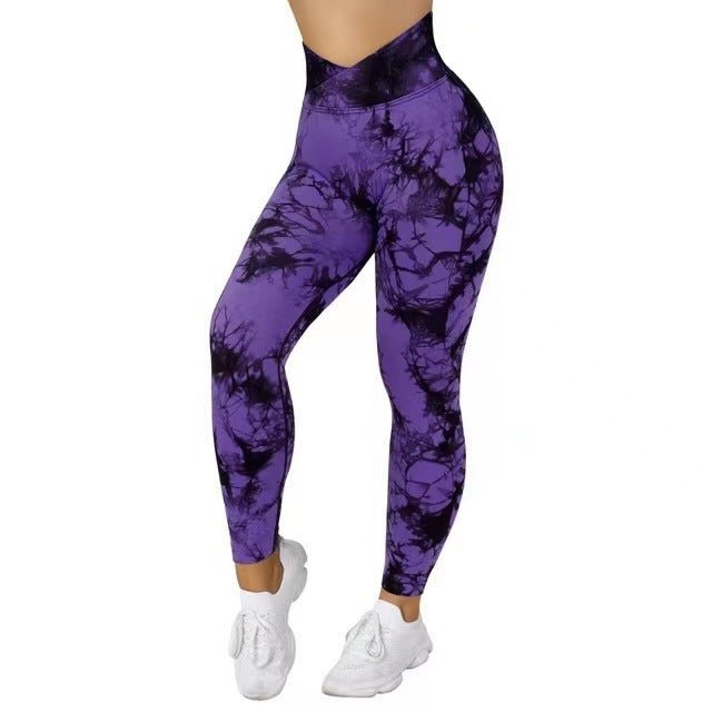 Seamless Tie Dye Leggings Women Yoga Pants Push Up Sport Fitness Running Gym Leggings - Babazayed