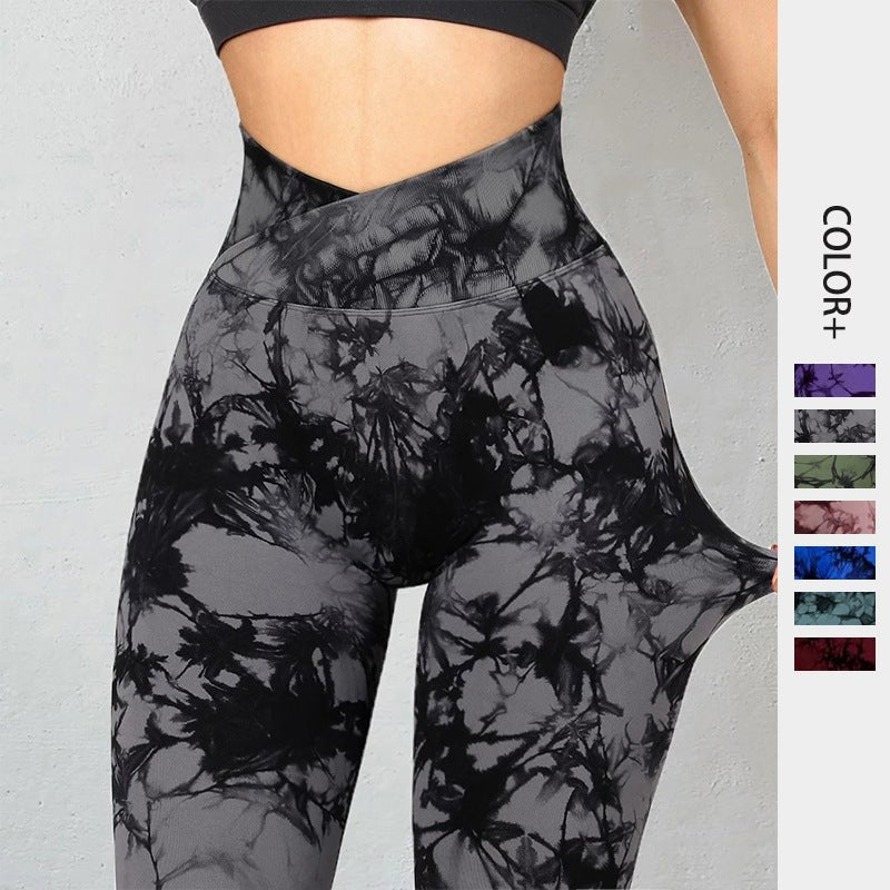 Seamless Tie Dye Leggings Women Yoga Pants Push Up Sport Fitness Running Gym Leggings - Babazayed