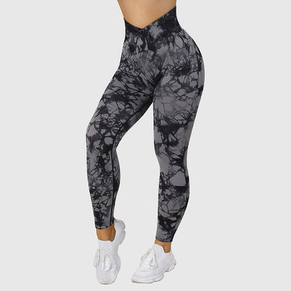 Seamless Tie Dye Leggings Women Yoga Pants Push Up Sport Fitness Running Gym Leggings - Babazayed