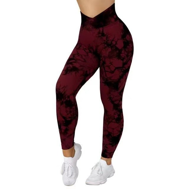 Seamless Tie Dye Leggings Women Yoga Pants Push Up Sport Fitness Running Gym Leggings - Babazayed