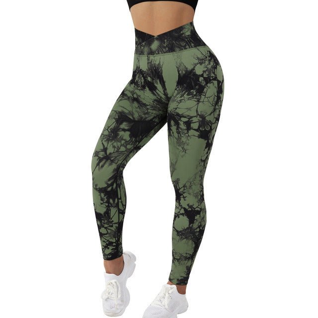 Seamless Tie Dye Leggings Women Yoga Pants Push Up Sport Fitness Running Gym Leggings - Babazayed