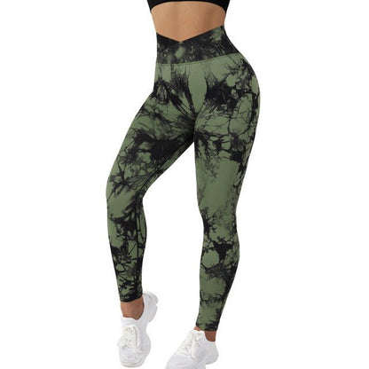 Seamless Tie Dye Leggings Women Yoga Pants Push Up Sport Fitness Running Gym Leggings - Babazayed